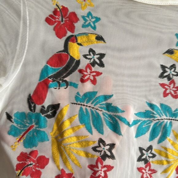 Carpe Diem tropical embroidered bodysuit NWOT - Picture 3 of 9